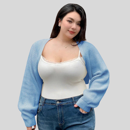 Cropped Open Plus Size Cardigan