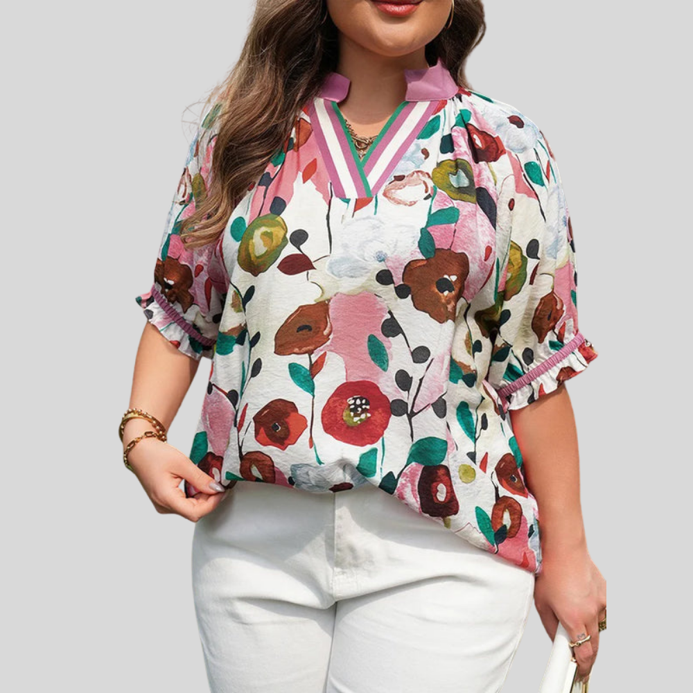 Floral Puff Plus Size Blouse