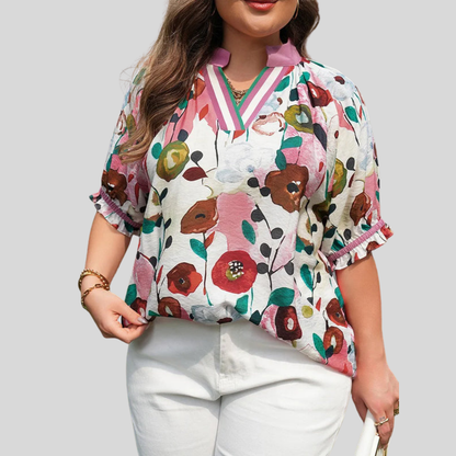 Floral Puff Plus Size Blouse