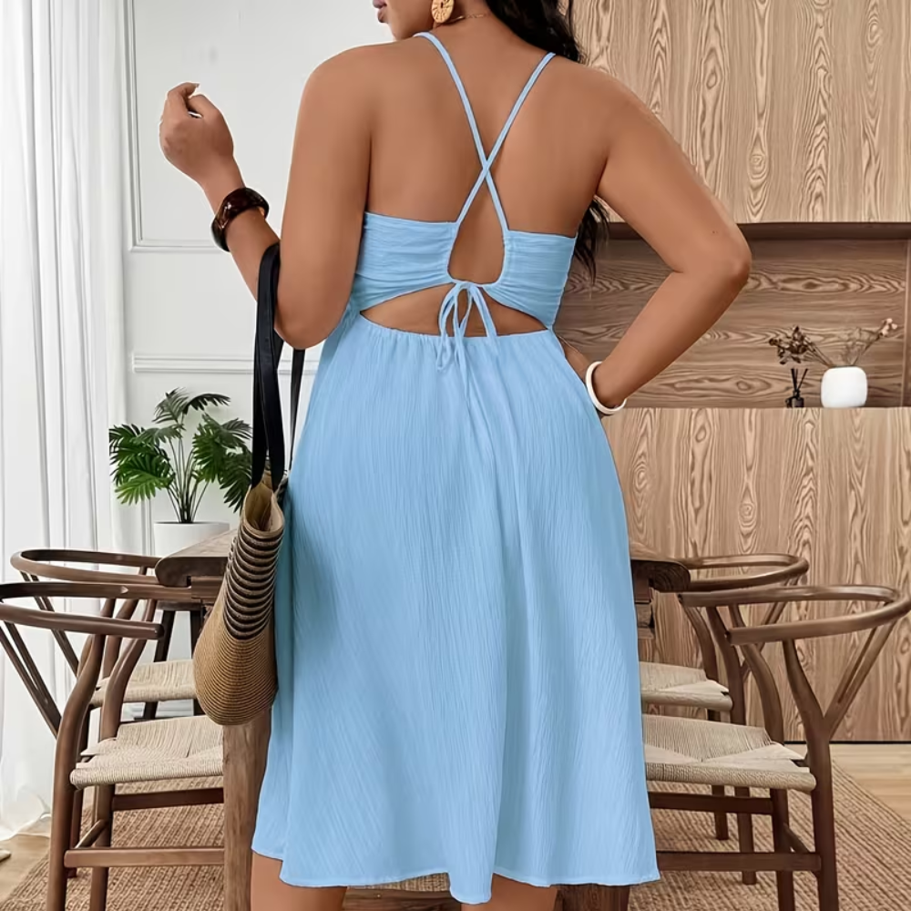 Plus Size Halter Neck & Keyhole Midi Dress