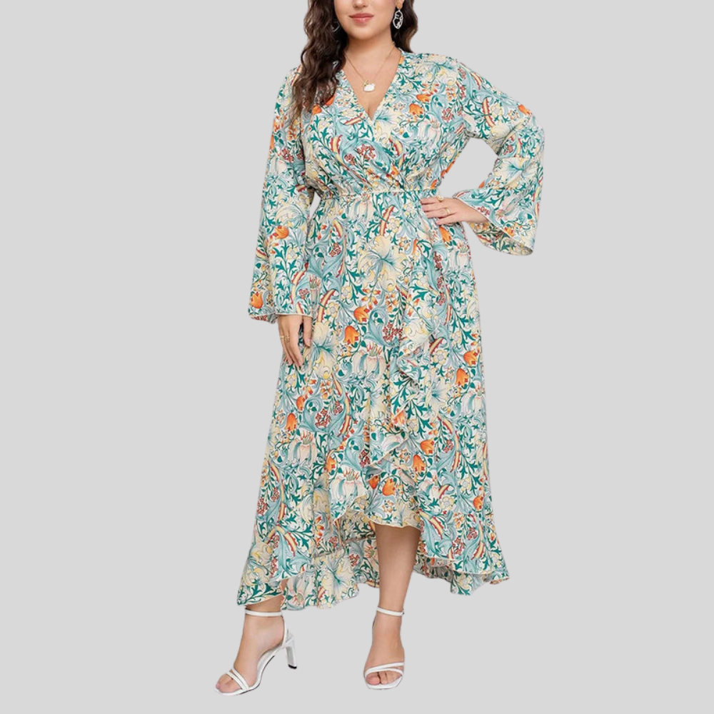 Floral Plus Size Ruffle Dress