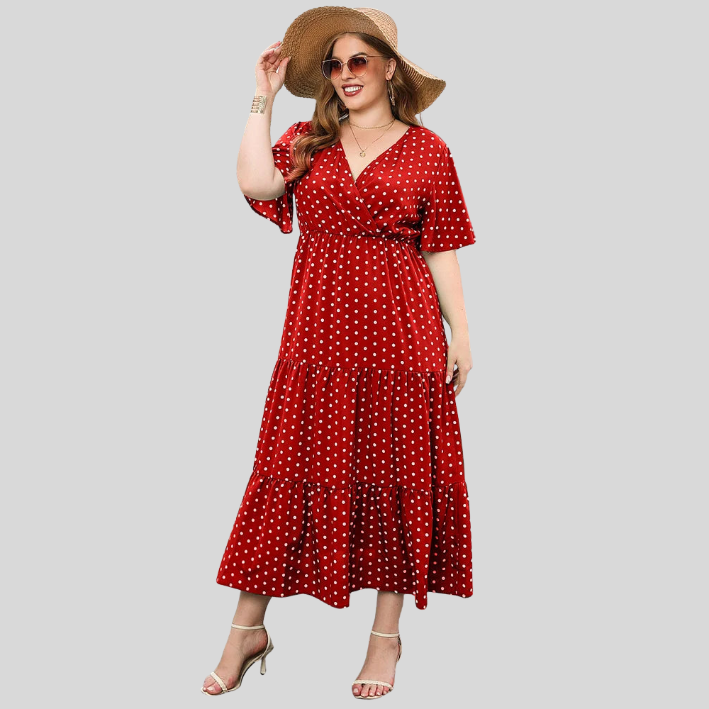 Plus Size Polka Maxi Dress
