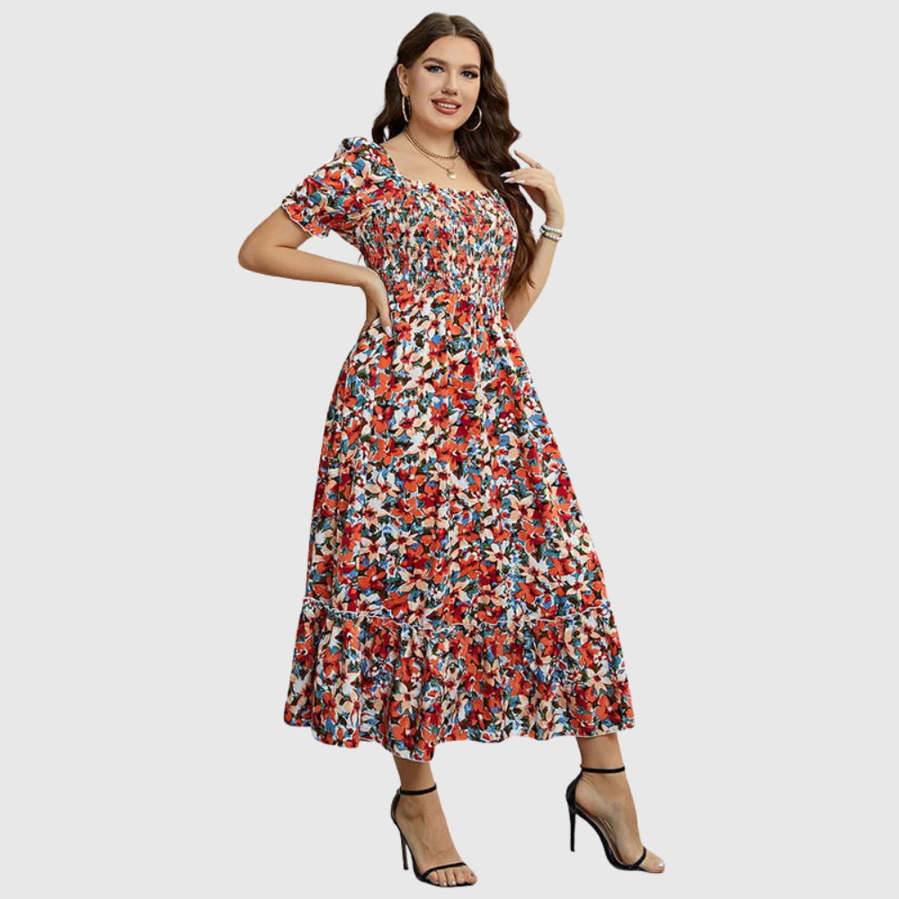 Puff Sleeve Plus Size Dress