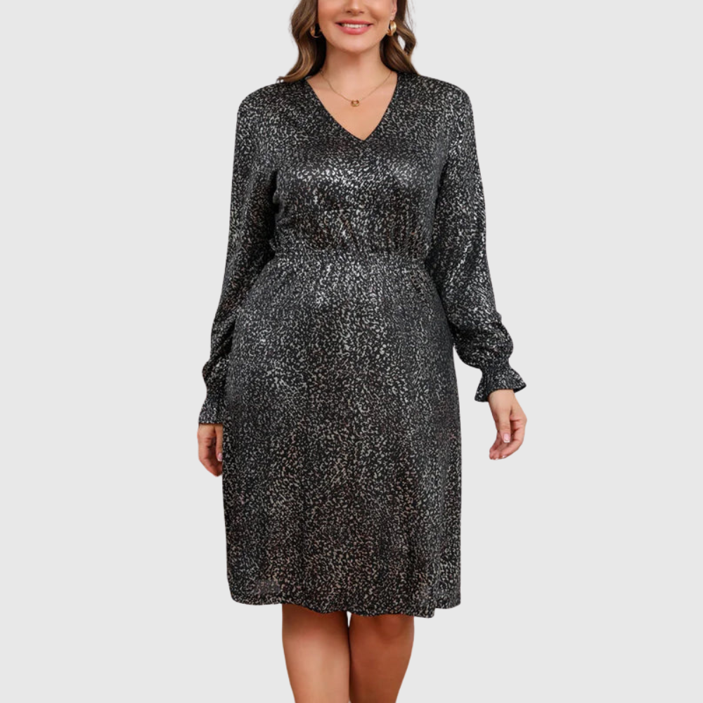 V Neck Plus Size Midi Dress