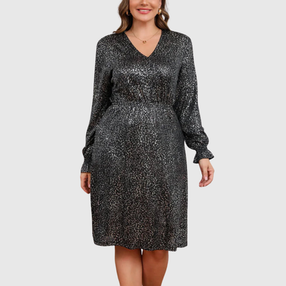 V Neck Plus Size Midi Dress