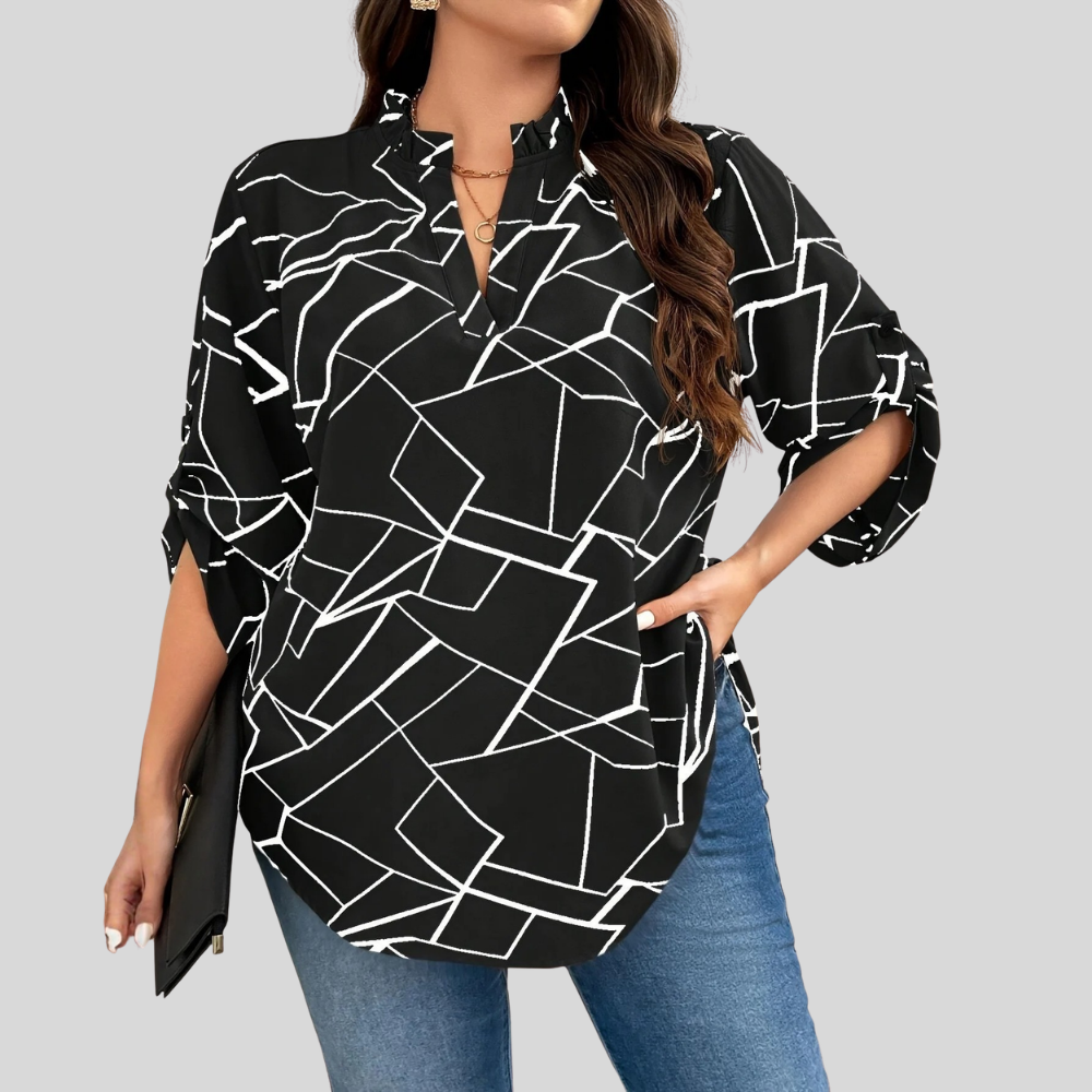 V Neck Plus Size Blouse