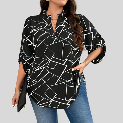 V Neck Plus Size Blouse