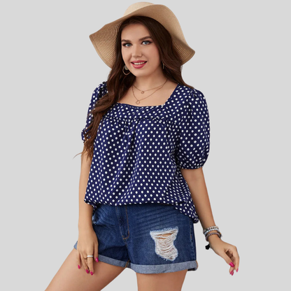 Polka Puff Plus Size Blouse