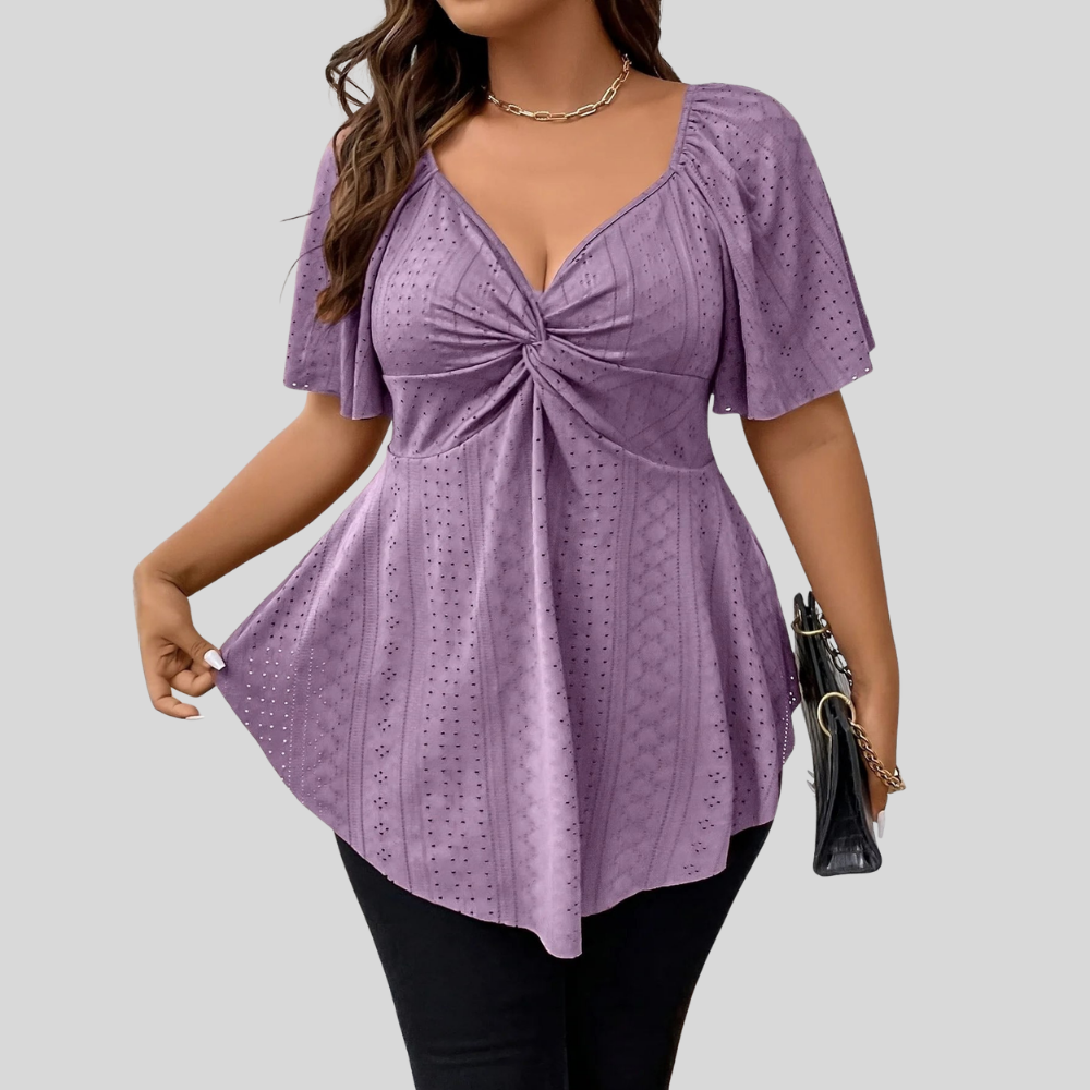 Casual V Neck Plus Size Top