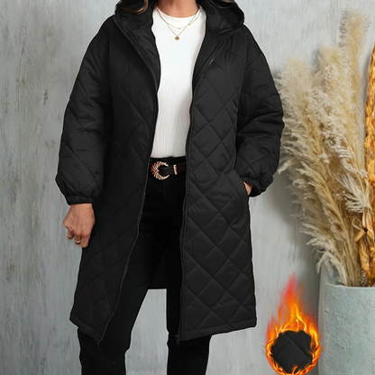 Plus Size Hooded Quilted Jacket