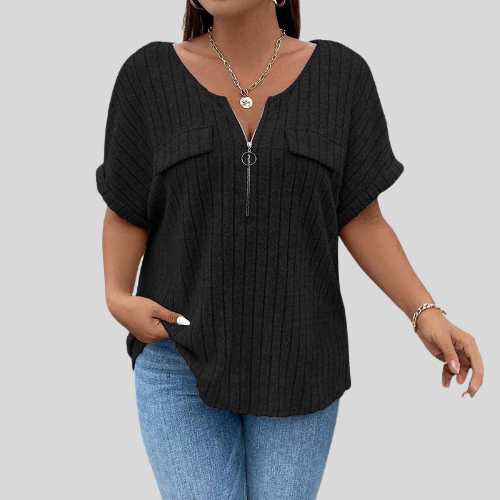 Plus Size Zip Front Shirt