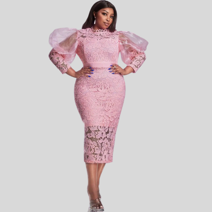 Plus Size Lace Puff Dress