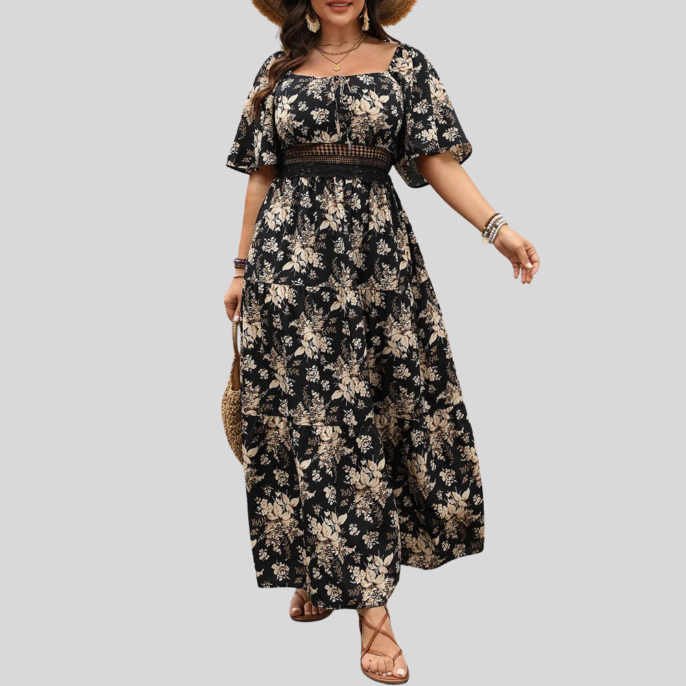 Plus Size Floral Knot Maxi Dress
