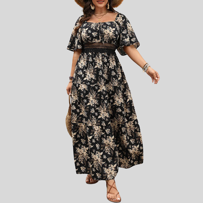 Plus Size Floral Knot Maxi Dress
