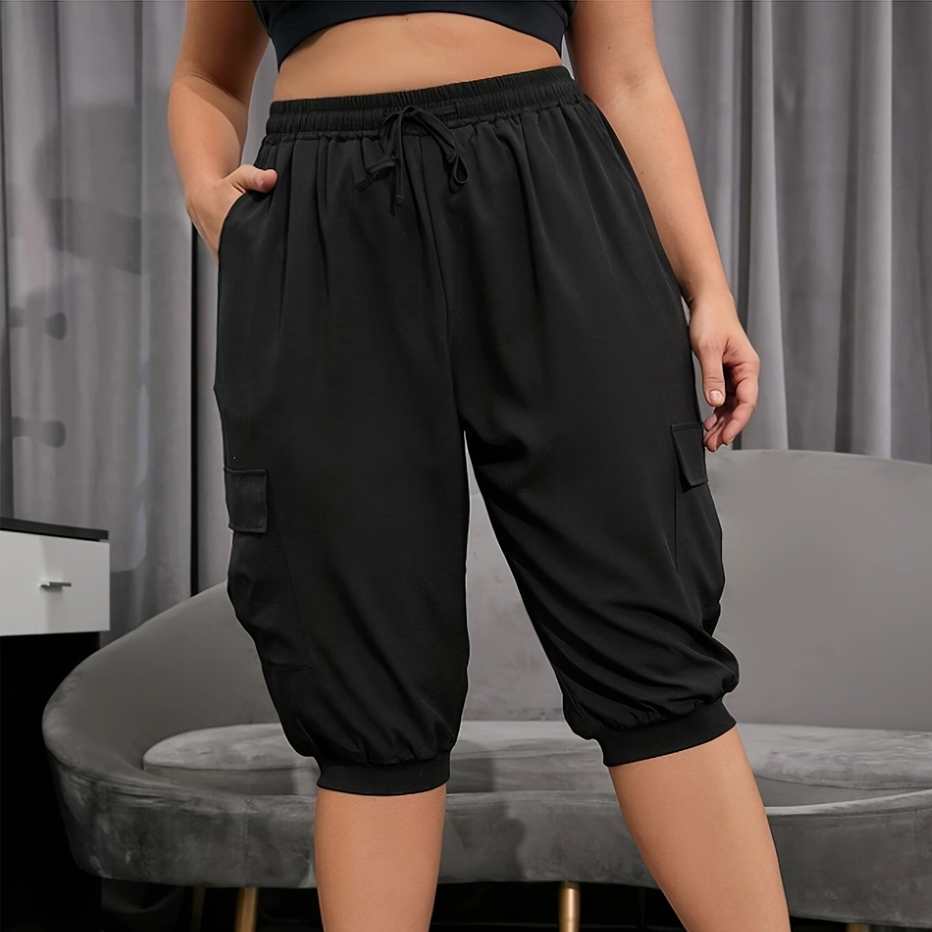 Plus Size Cargo Capri Pants