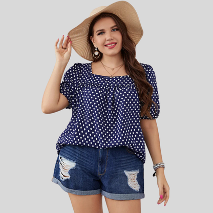 Polka Puff Plus Size Blouse