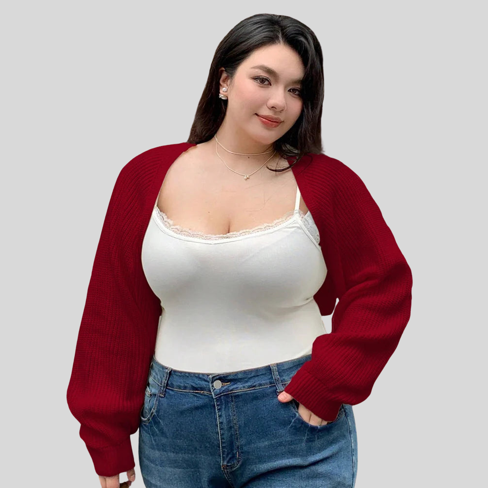 Cropped Open Plus Size Cardigan