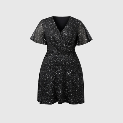 Plus Size Flutter Sleeve Dress