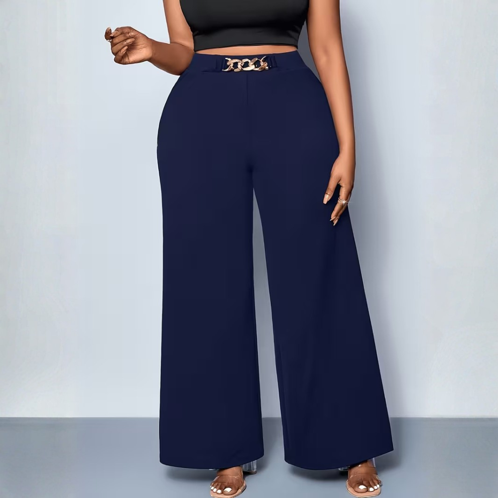 Plus Size Chain Detail Wide Leg Pants