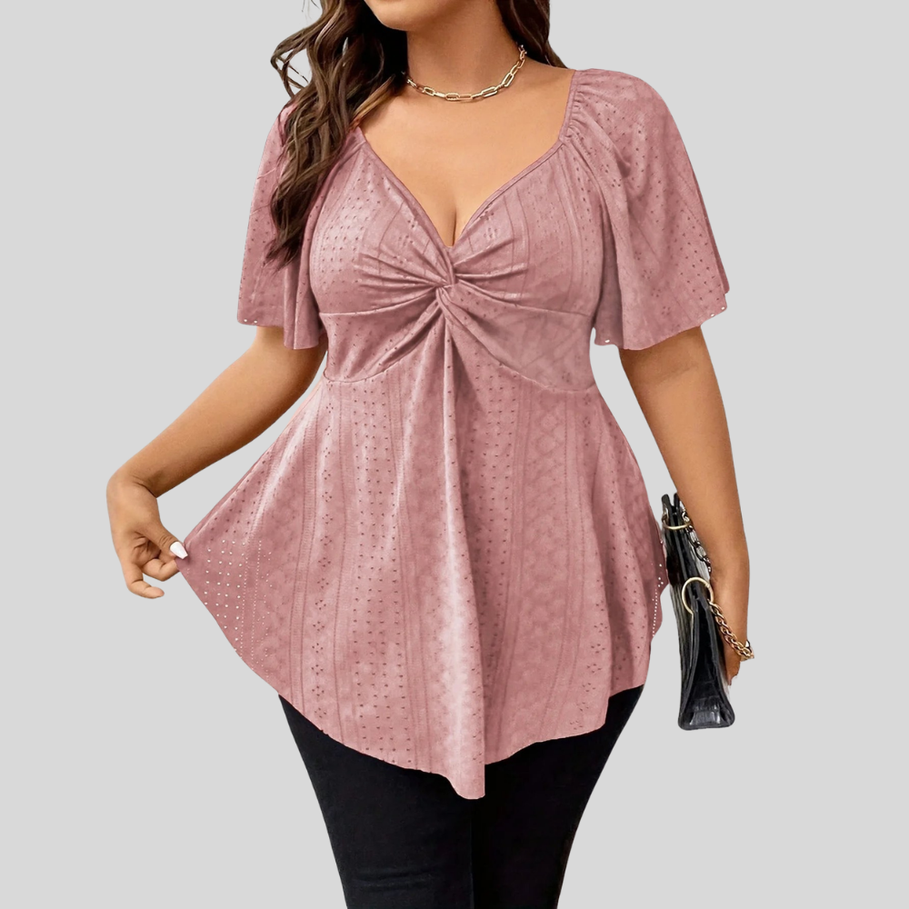 Casual V Neck Plus Size Top