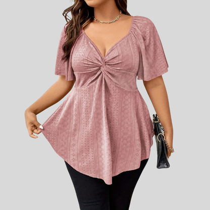 Casual V Neck Plus Size Top