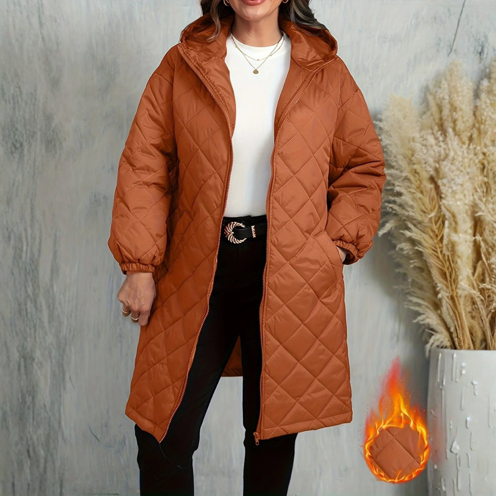 Plus Size Hooded Quilted Jacket