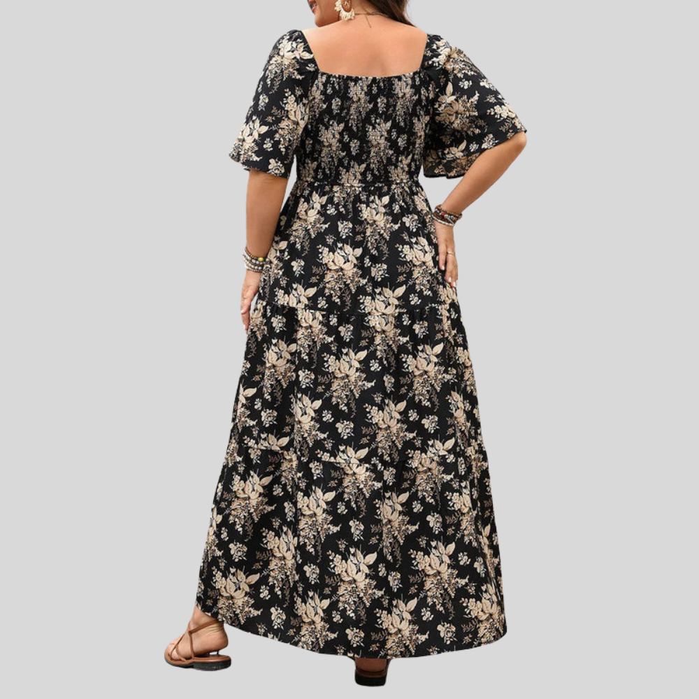 Plus Size Floral Knot Maxi Dress
