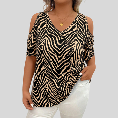 Shoulder Cutout V-Neck Top