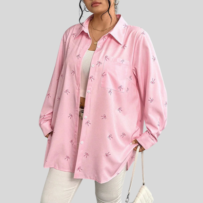 Bow Pocket Plus Size Shirt