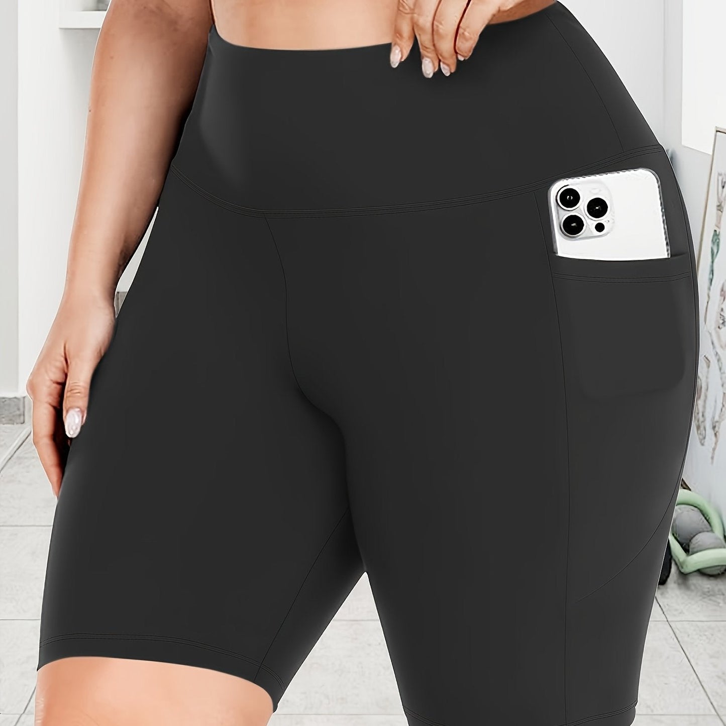 Plus Size Pocket Biker Shorts
