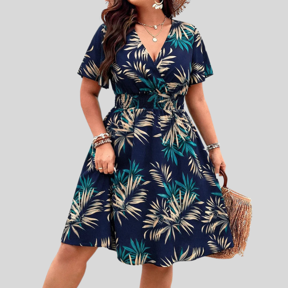 Tropical Plus Size Midi Dress