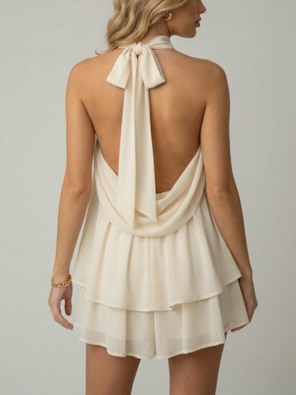 Chiffon Halterneck A-Line Mini Dress for Women