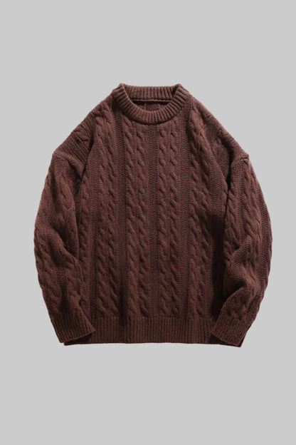 Arbury Oversized Cable Knit Sweater with Textured Design and Ribbed Neckline 2