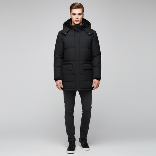 Black lined winter coat for men 0