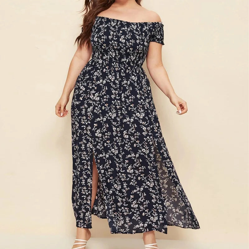 Boho Floral Print Off Shoulder A-Line Dress for Elegant Style 1