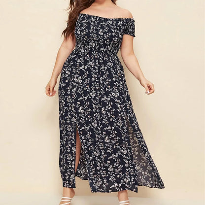 Boho Floral Print Off Shoulder A-Line Dress for Elegant Style 1