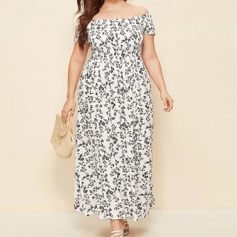 Boho Floral Print Off Shoulder A-Line Dress for Elegant Style 2