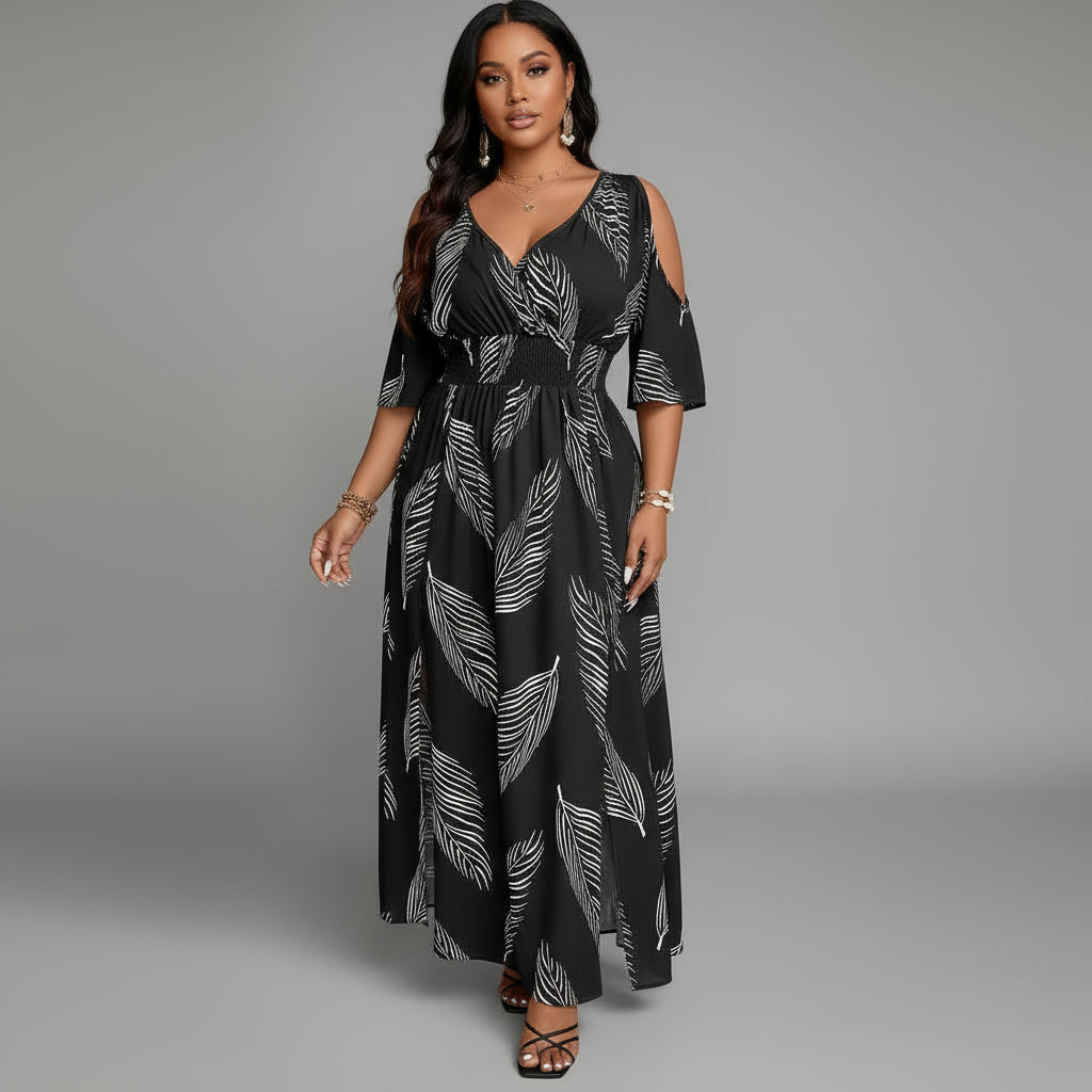 Boho Split Hem Dress - Lightweight Cold-Shoulder Summer Essential 2