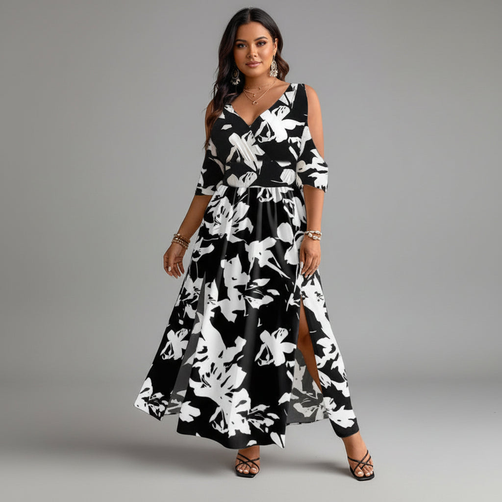 Boho Split Hem Dress - Lightweight Cold-Shoulder Summer Essential 3
