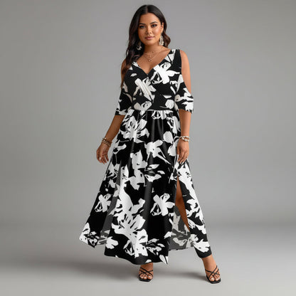 Boho Split Hem Dress - Lightweight Cold-Shoulder Summer Essential 3