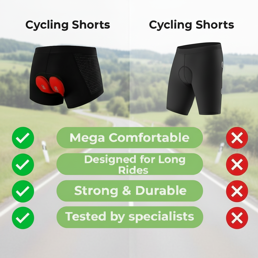 BIKERIDE Shorts - Gel-padded cycling shorts against Zadelpijn