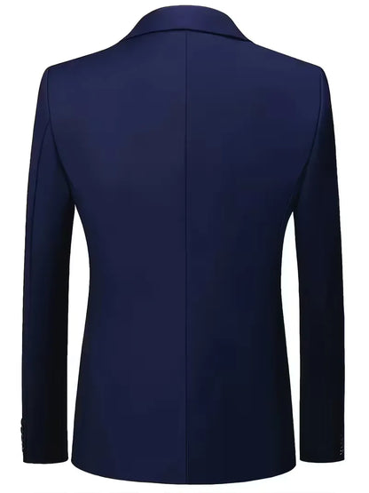 Slim Fit Three-Piece Suit Set with Notched Lapels and Waistcoat for Men