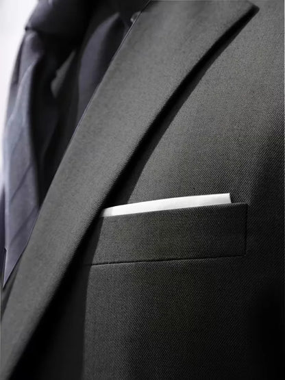 Slim Fit Three-Piece Suit Set with Notched Lapels and Waistcoat for Men
