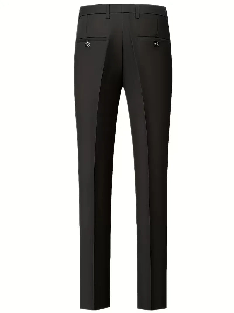 Slim Fit Three-Piece Suit Set with Notched Lapels and Waistcoat for Men