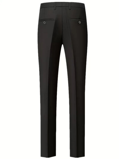 Slim Fit Three-Piece Suit Set with Notched Lapels and Waistcoat for Men