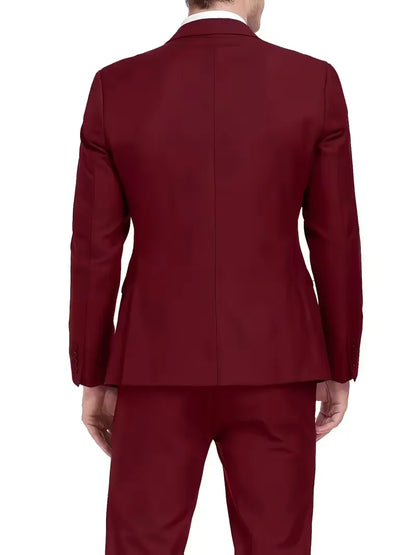 Slim Fit Three-Piece Suit Set with Notched Lapels and Waistcoat for Men