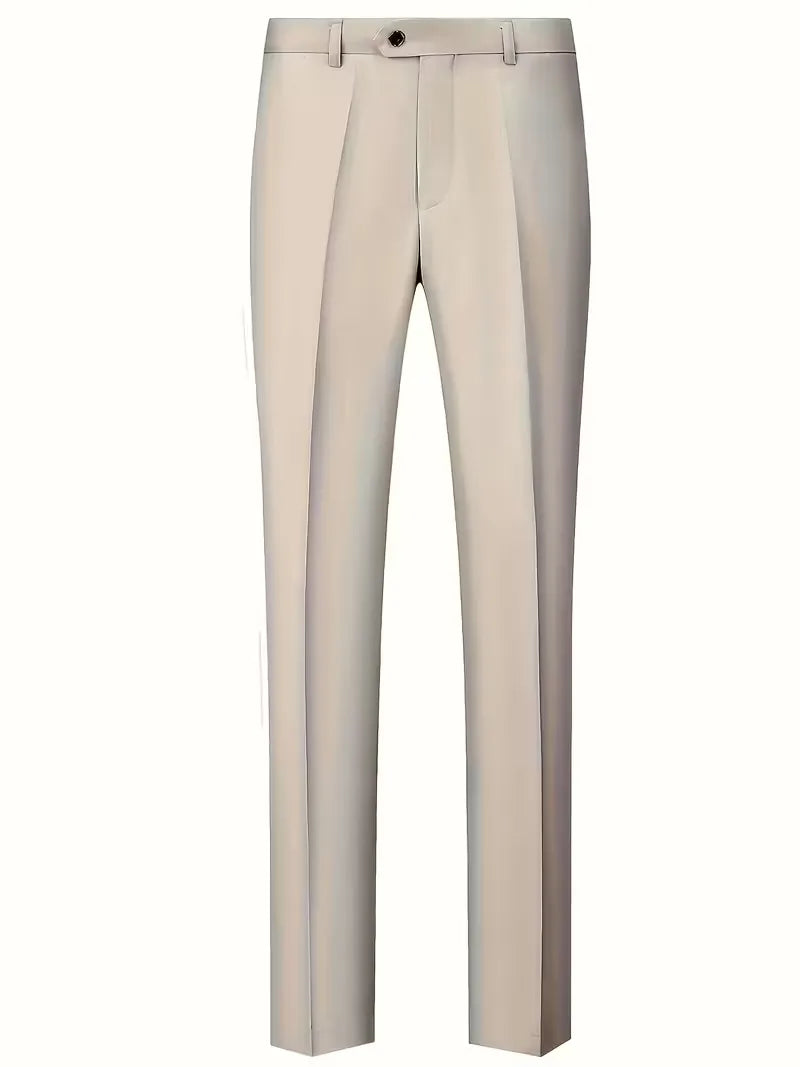 Slim Fit Three-Piece Suit Set with Notched Lapels and Waistcoat for Men