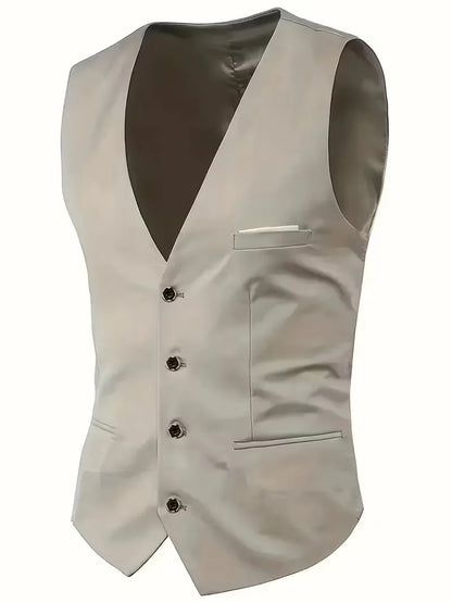Slim Fit Three-Piece Suit Set with Notched Lapels and Waistcoat for Men