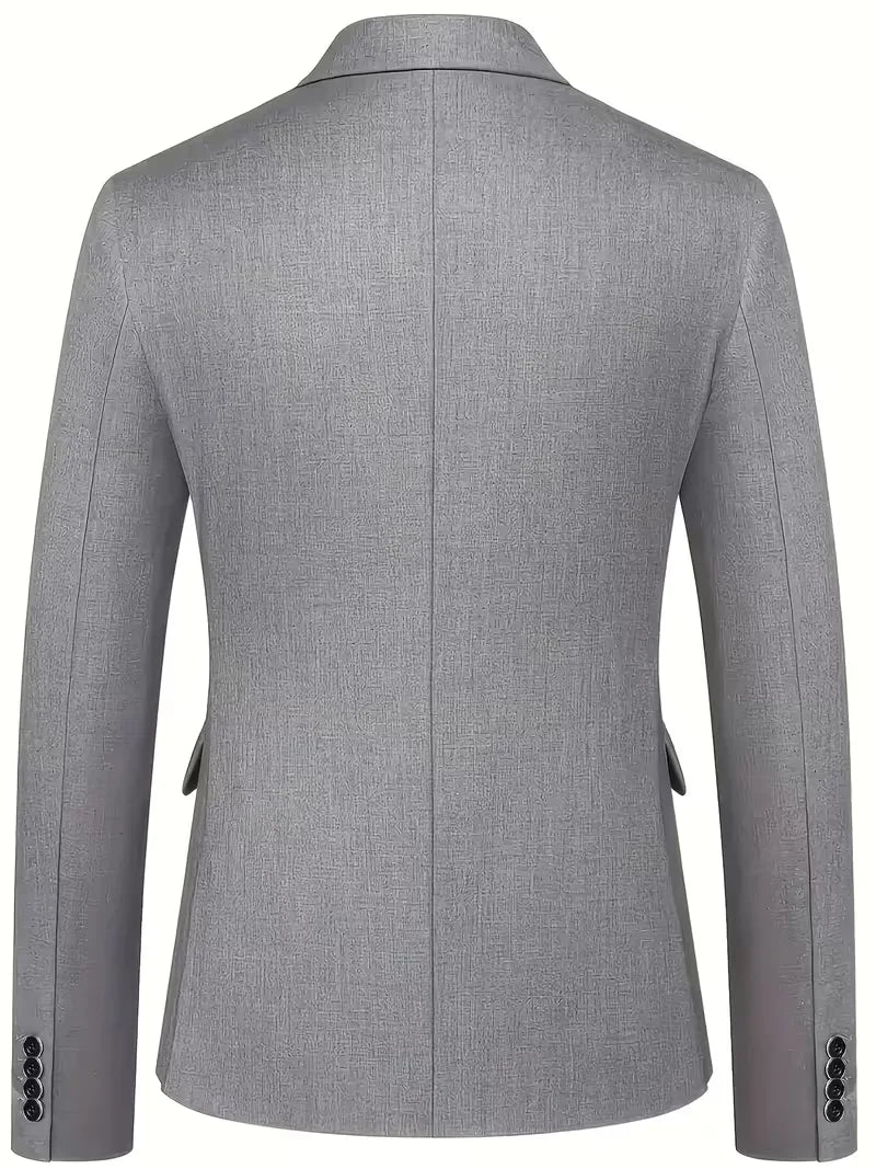 Slim Fit Three-Piece Suit Set with Notched Lapels and Waistcoat for Men