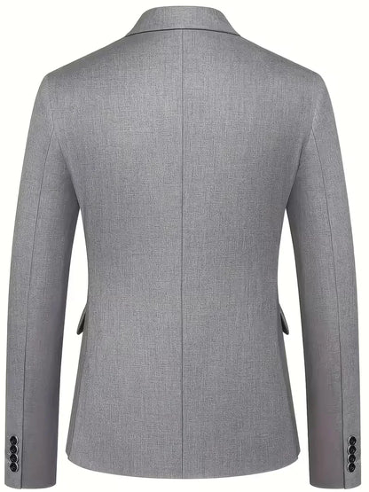 Slim Fit Three-Piece Suit Set with Notched Lapels and Waistcoat for Men